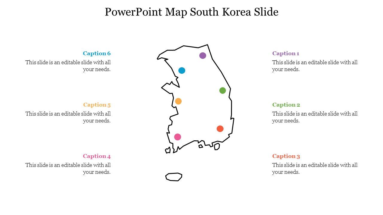 PowerPoint Map South Korea Slide